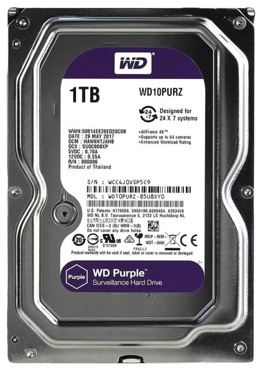   1000 GB WD Purple, WD10PURZ    Sata-3